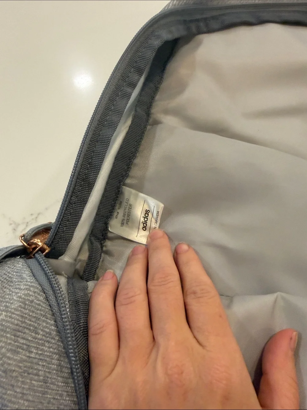 adidas Gray Backpack with Tan Logo Accents